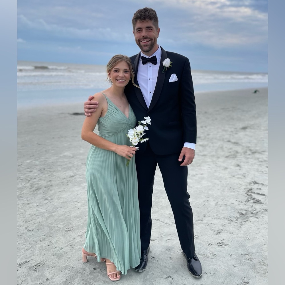 Azazie Raychelle Bridesmaid Dress - Matcha A-Line V-Neck Chiffon Dress - 8